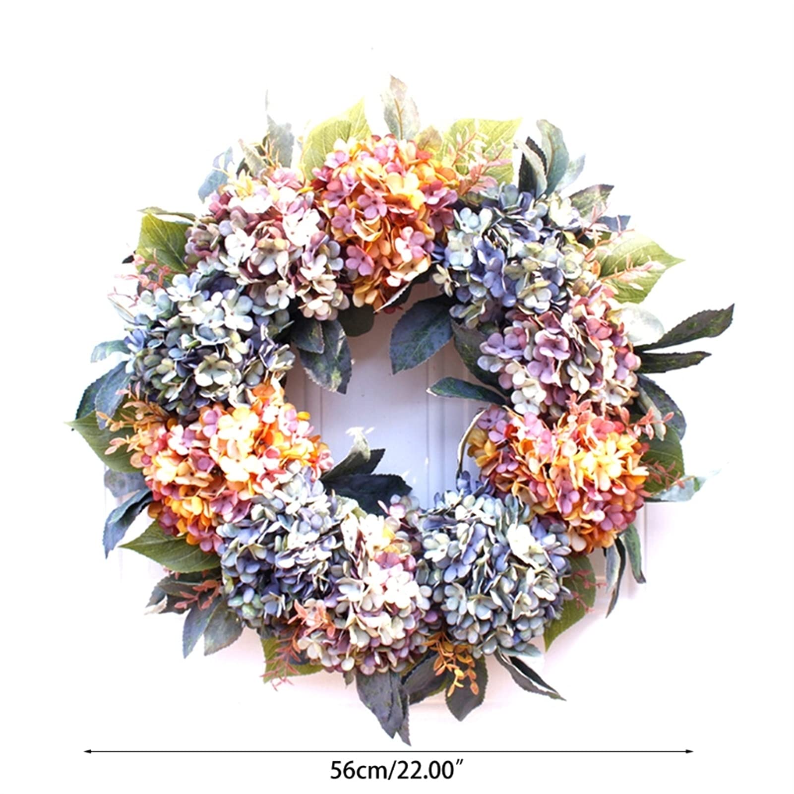22 Inch Fall Hydrangea Wreath - Rattan & Gingko Leaf Decor for Wedding, Christmas, Home Door - Photography Props & Holiday Garland for Front Door, Fireplace, and Seasonal Decorations