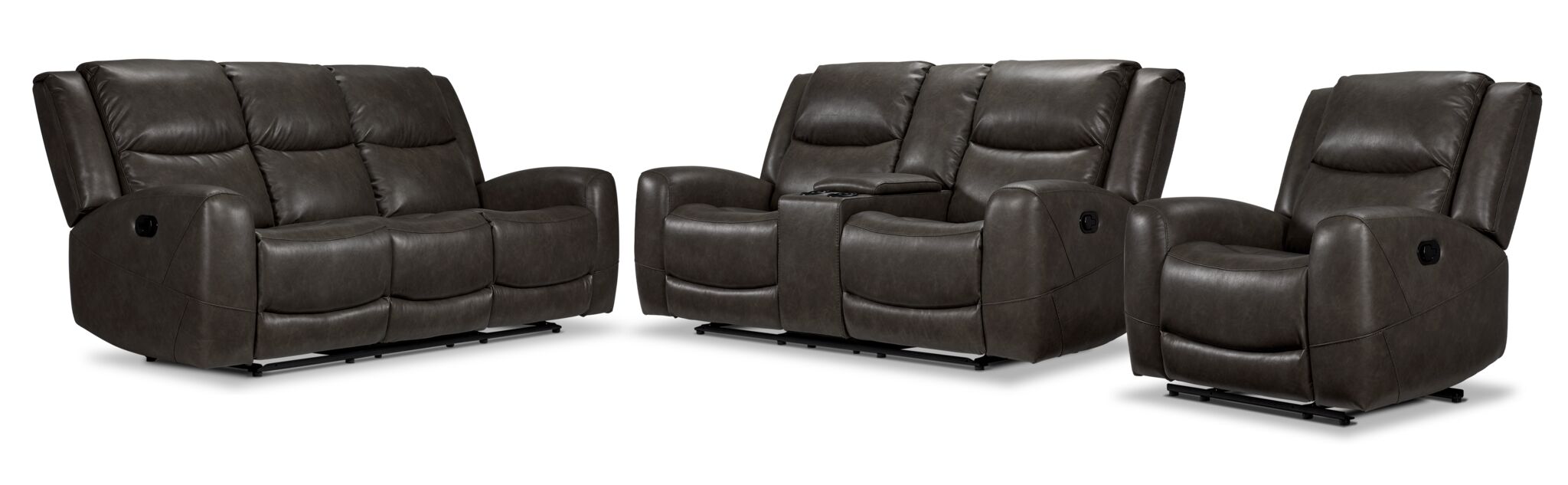 Premium Copley Reclining Sofa Set with Loveseat & Recliner in Slate Gray - Perfect for Living Room, Home Theater & Family Gatherings