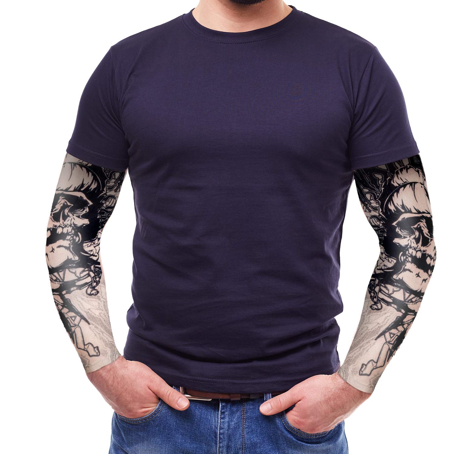 15Pcs Arm Fake Tattoo Sleeves for Men & Women - Unisex Tribal Totem Skull Flower Tattoo Arm Covers | UV Protection, Stretchable Nylon Material | Perfect for Parties, Cycling, Basketball & Outdoor Activities