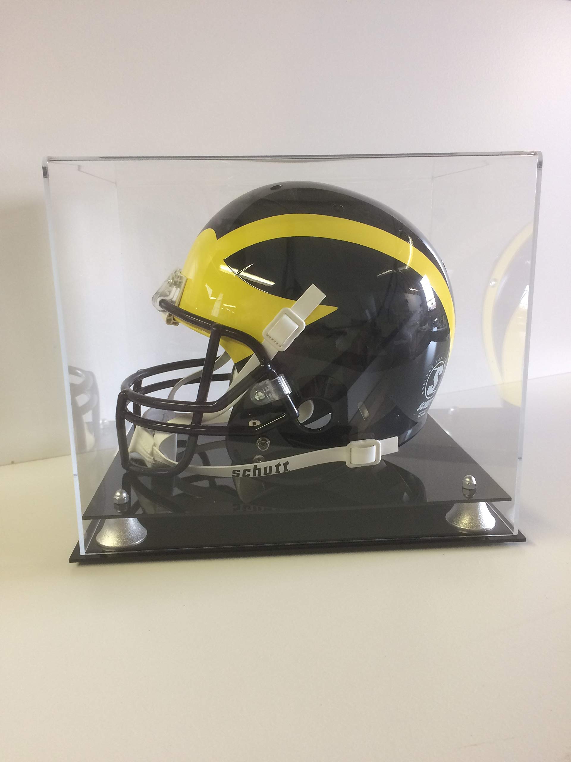 Premium Two-Tier Silver Football Helmet Display Case - Showcase Your Collectibles in Style | Perfect for Home, Office, or Sports Memorabilia Collections