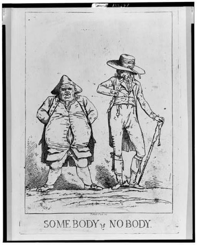 Vintage British Cartoon Print - Two Men in England 1787 - Classic Home Decor & Wall Art for Living Room, Office, or Study