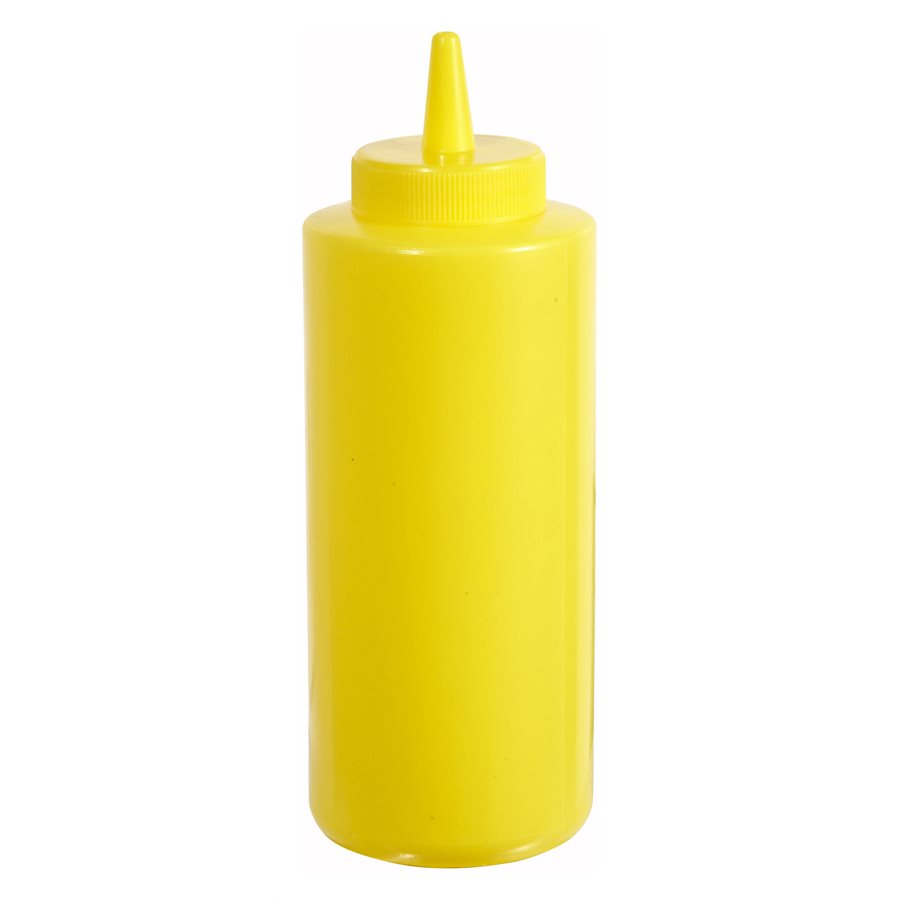Winco 12 Oz Squeeze Bottles - 6 Pack, Yellow (PSB 12Y) - Perfect for Condiments, Sauces, Dressings & Kitchen Use