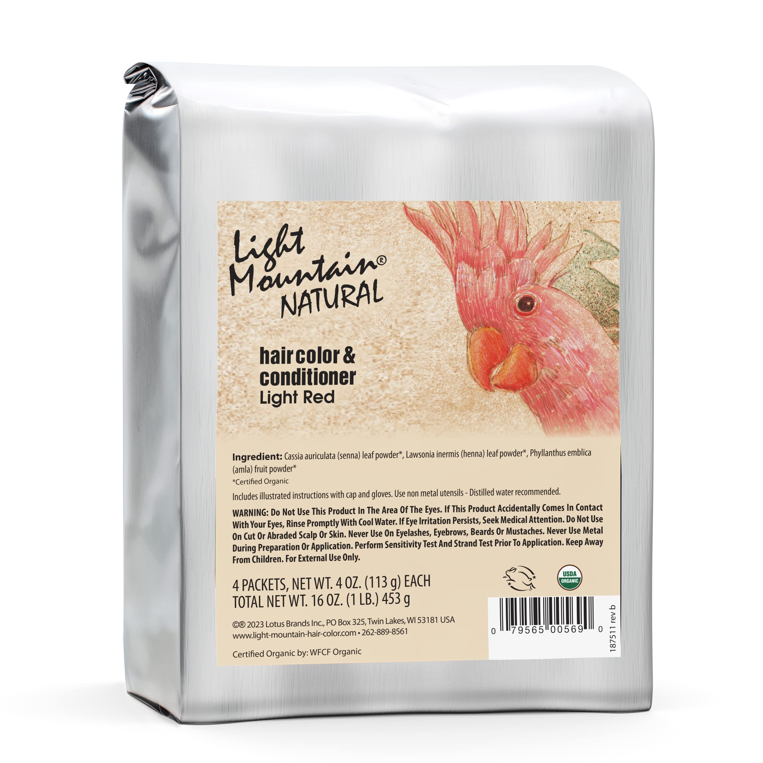 Organic Light Mountain Henna Hair Color & Conditioner - Natural Light Red Hair Dye for Men & Women | Chemical-Free, Vegan Semi-Permanent Hair Color with Botanicals | 16 Oz | Perfect for At-Home Hair Coloring & Natural Hair Care