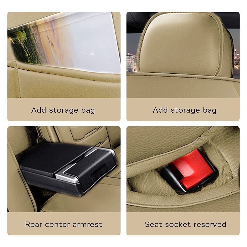 Premium PU Leather Front & Rear Seat Covers for Hyundai Santa Cruz - Comfortable, Durable & Wear-Resistant Beige Car Seat Protectors - Perfect for Daily Commute, Road Trips & Outdoor Adventures