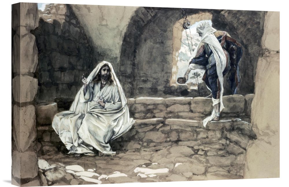 James Tissot Woman of Samaria at The Well Canvas Wall Art Print - Gallery Wrapped Giclee Reproduction - Biblical Home Decor for Living Room, Bedroom & Office