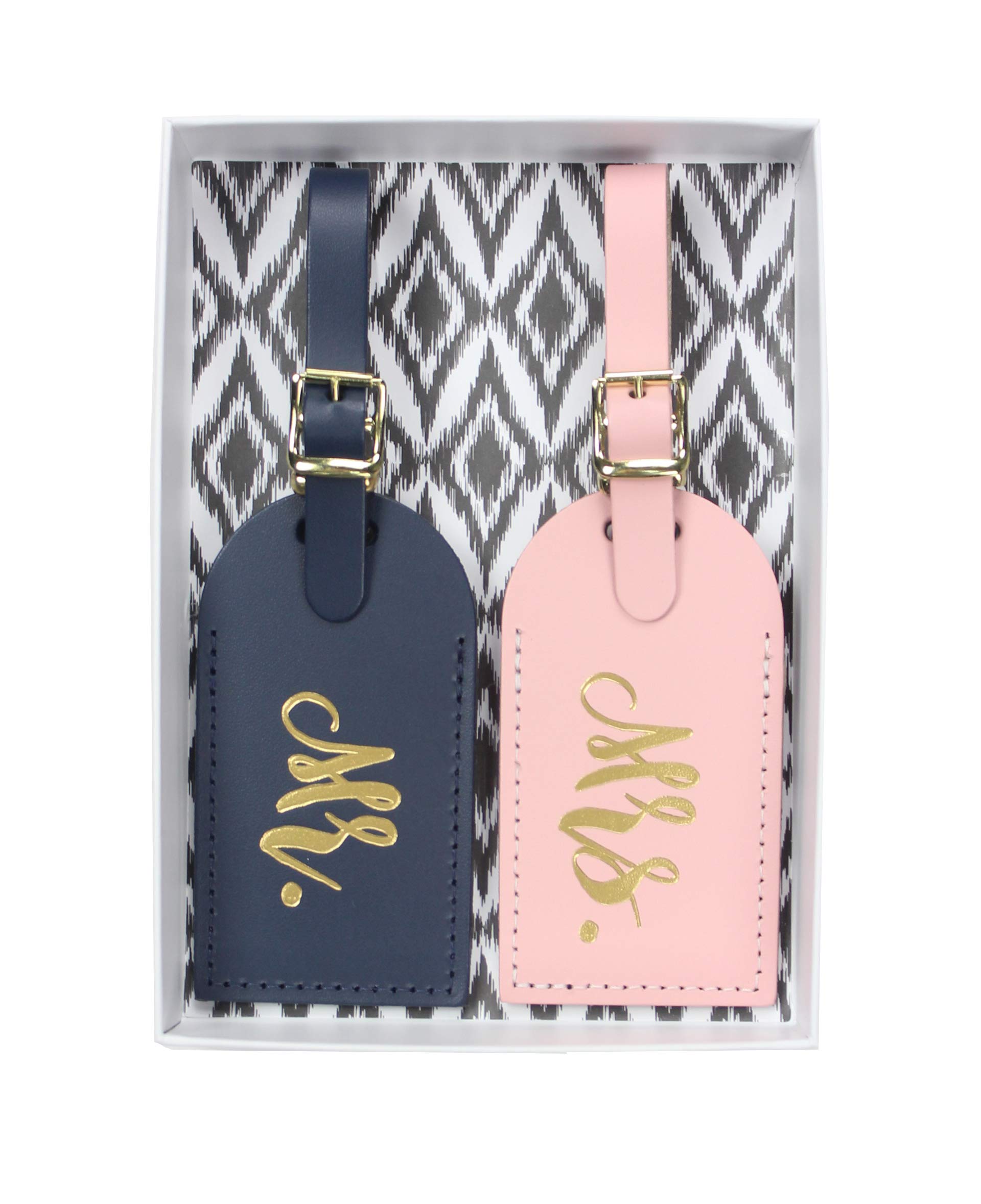 Personalized Mr & Mrs Luggage Tags - Wedding Honeymoon Travel Essentials for Couples, Durable Leather Suitcase ID Tags for Newlyweds - Perfect for Airports, Cruise Vacations & Romantic Getaways