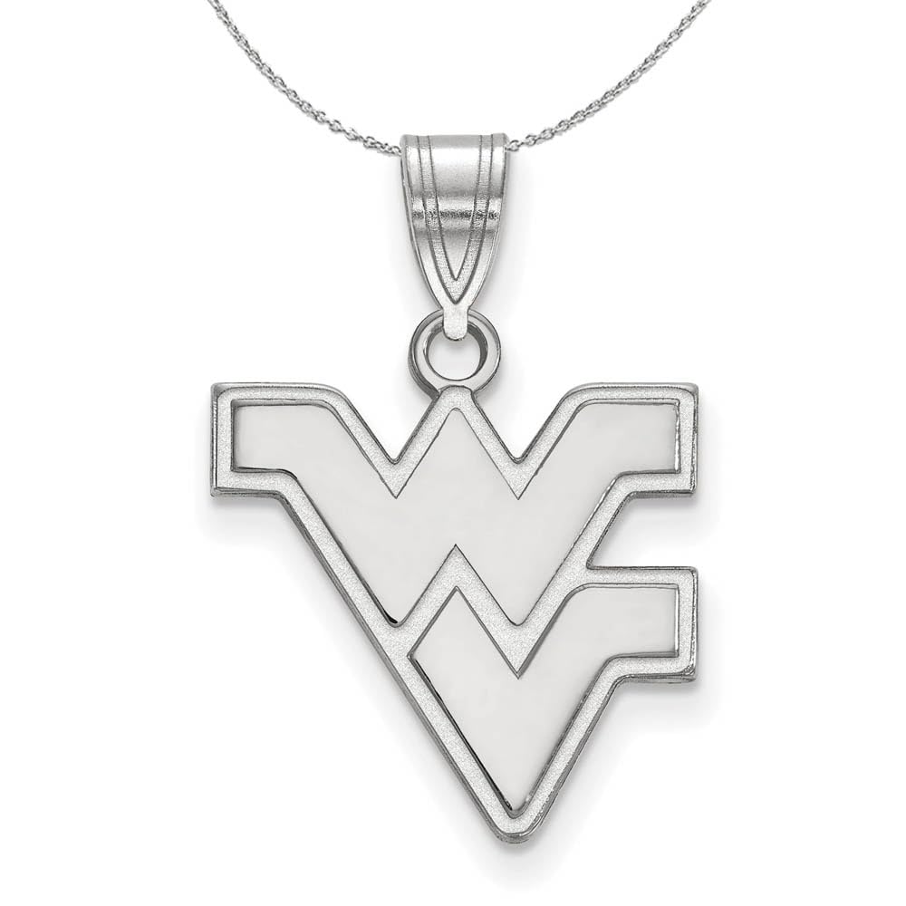 Sterling Silver WV Pendant Necklace - West Virginia University Jewelry for Women, Dainty Black Bow Charm Necklace | Perfect for Graduation Gifts, Alumni Pride & Everyday Wear