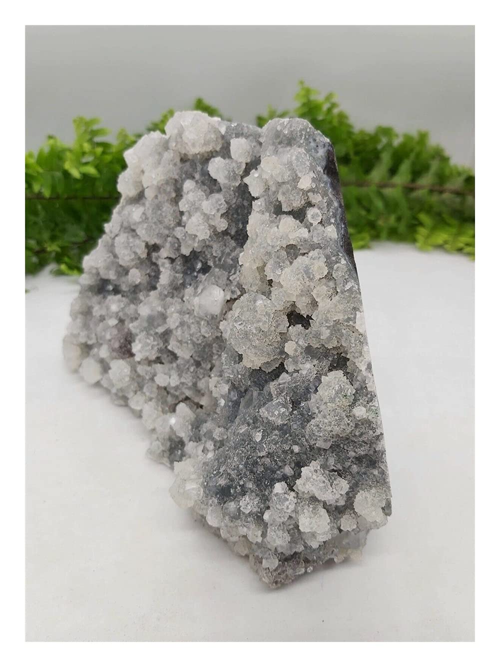 SAIYI 850g-900g Natural Raw Chalcedony Crystal Slice - Energy Balancing Healing Stone for Meditation, Reiki & Home Decor