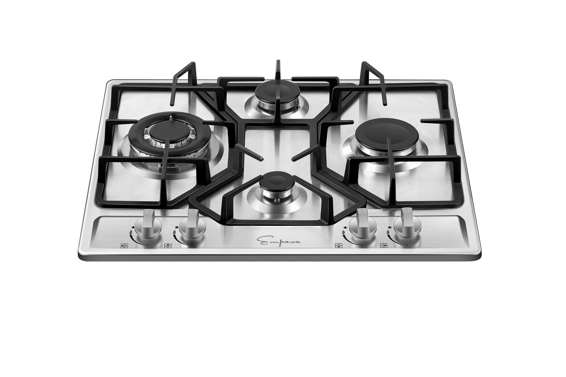 Empava 24-Inch 4-Burner Built-In Gas Cooktop - Stainless Steel (24GC4B67A) for Modern Kitchen Cooking & Professional Chefs