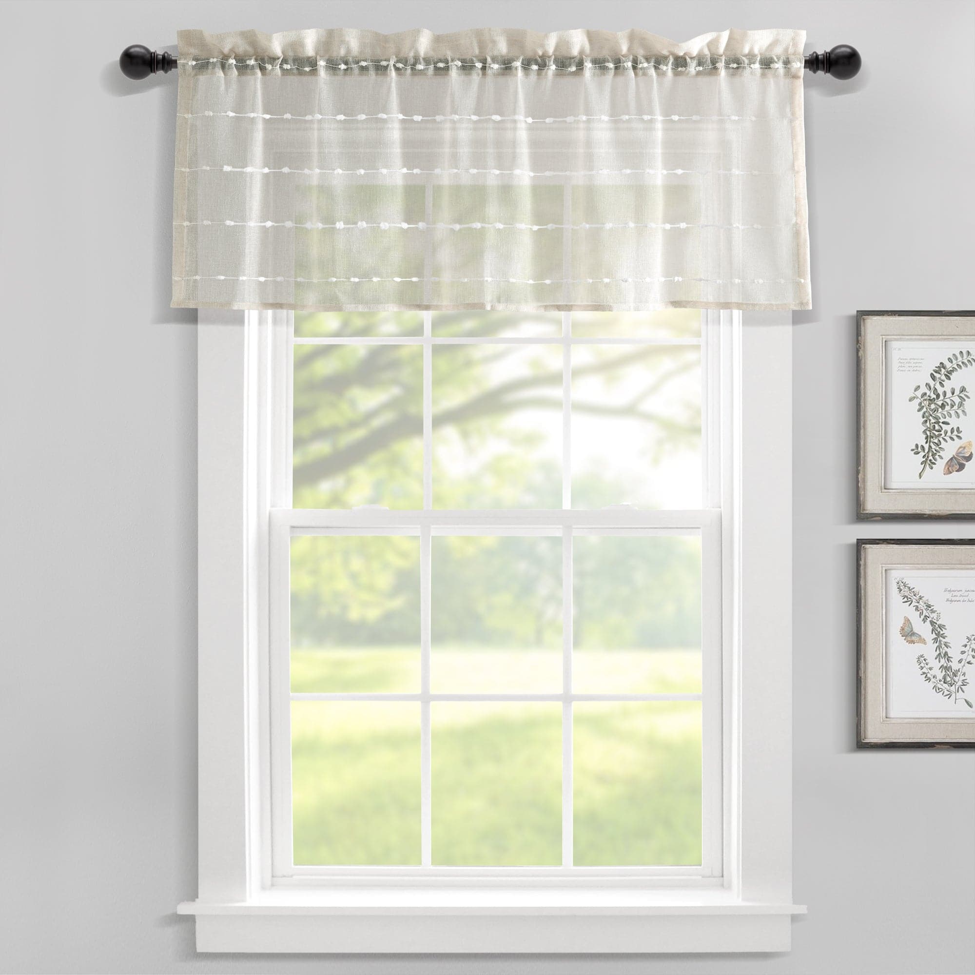 Farmhouse Style Textured Sheer Window Valance - Rustic Curtain Top for Living Room, Bedroom & Kitchen Decor