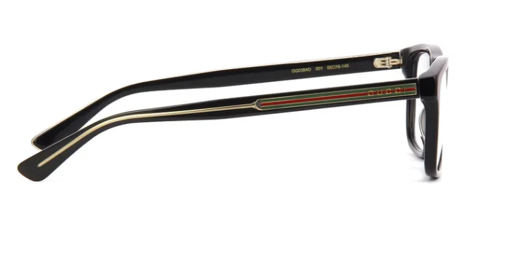 Gucci GG 0384O 001 Shiny Black Rectangular Men's Eyeglasses - Luxury Designer Sunglasses for Men, UV Protection, Fashionable Eyewear for Business, Driving & Everyday Wear