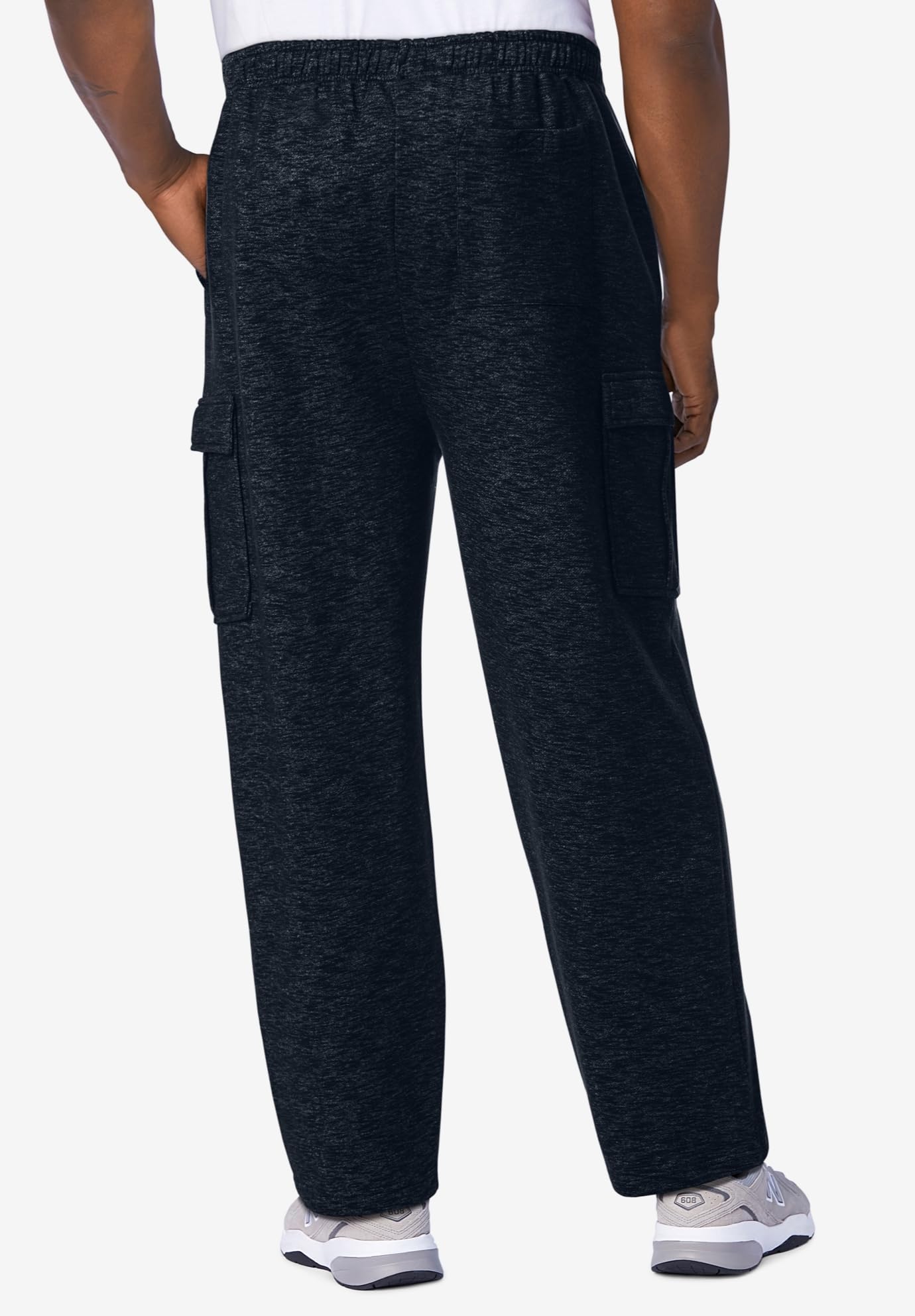 KingSize Men's Big & Tall Fleece Cargo Sweatpants - Comfortable Winter Joggers with Pockets for Lounge, Workout & Outdoor Activities