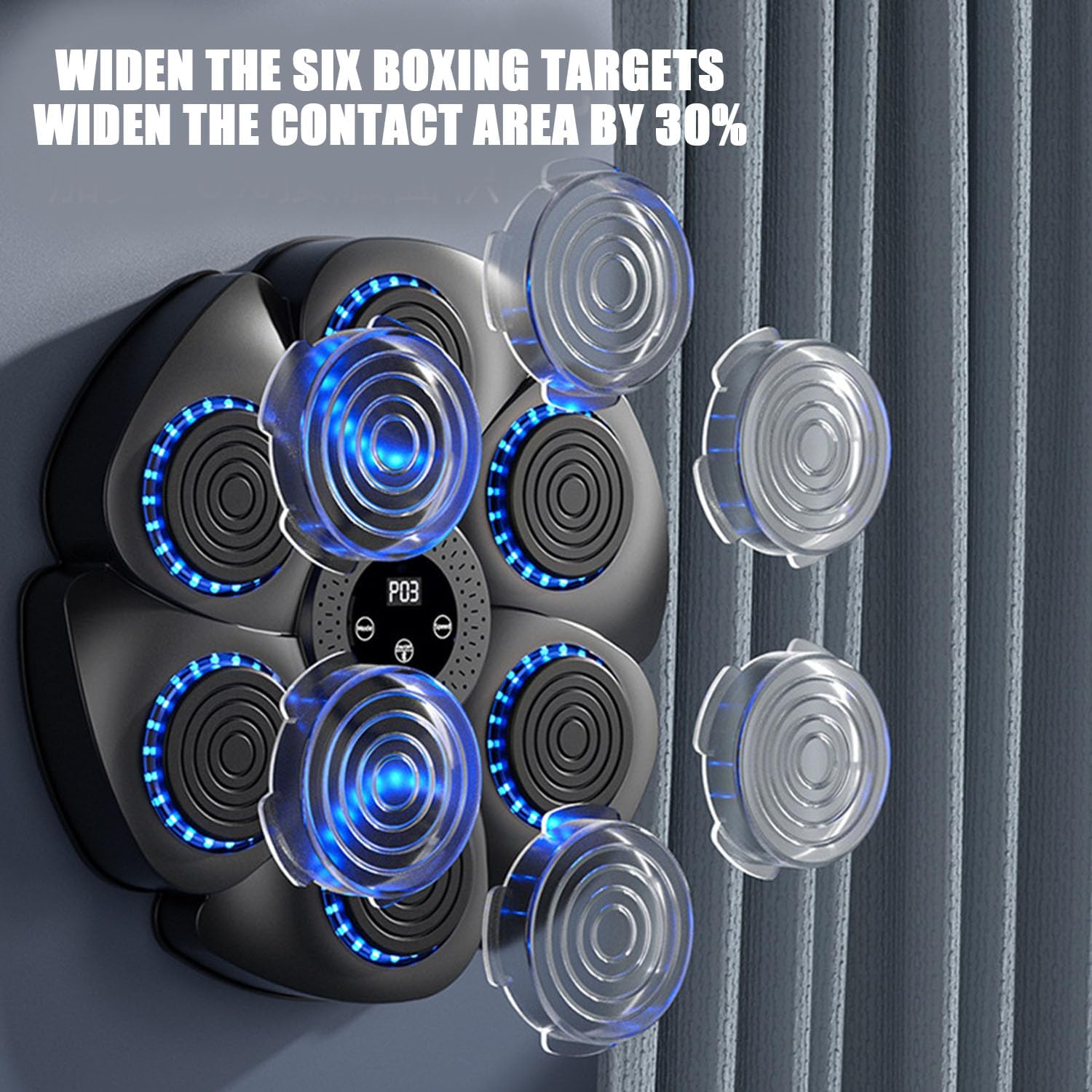Puncheffy Upgraded Bluetooth Music Boxing Machine - Wall Mounted Smart Punching Bag for Adults & Kids, Adjustable Levels for Home Gym, Cardio Workout & Stress Relief