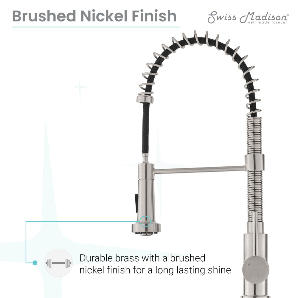 Brushed Nickel Single Handle Pull Down Kitchen Faucet - Modern High Arc Sprayer for Sink, Dishwashing & Food Prep | Durable & Easy Install