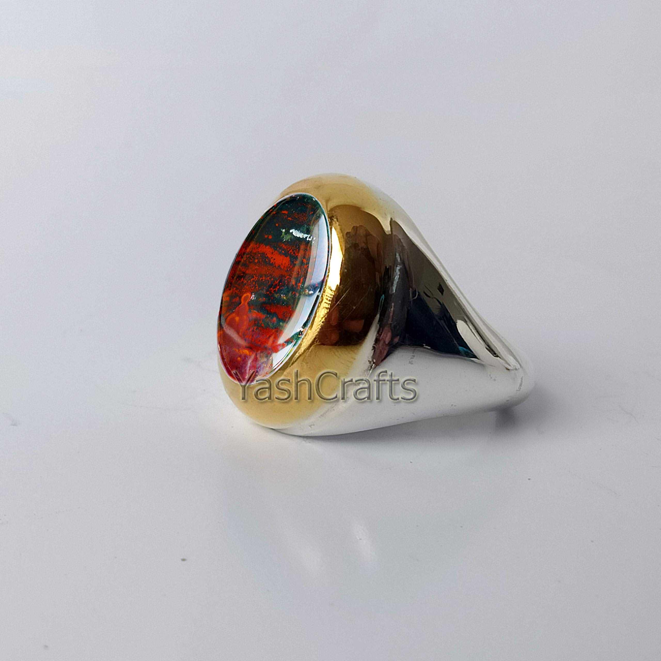 Natural Oval Cab Bloodstone 925 Sterling Silver Ring for Men - Handmade Gemstone Jewelry, Unique Gift for Him - Perfect for Weddings, Anniversaries & Special Occasions