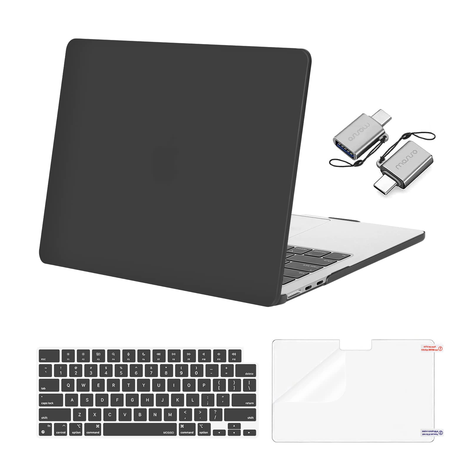 MOSISO MacBook Air 13.6 inch Case (2022-2025 M2/M3/M4 Models A2681/A3113/A3240) - Hard Plastic Shell with Keyboard Cover & Screen Protector - Type C Port Access - Slate Gray - Perfect for Work, Travel & School Protection
