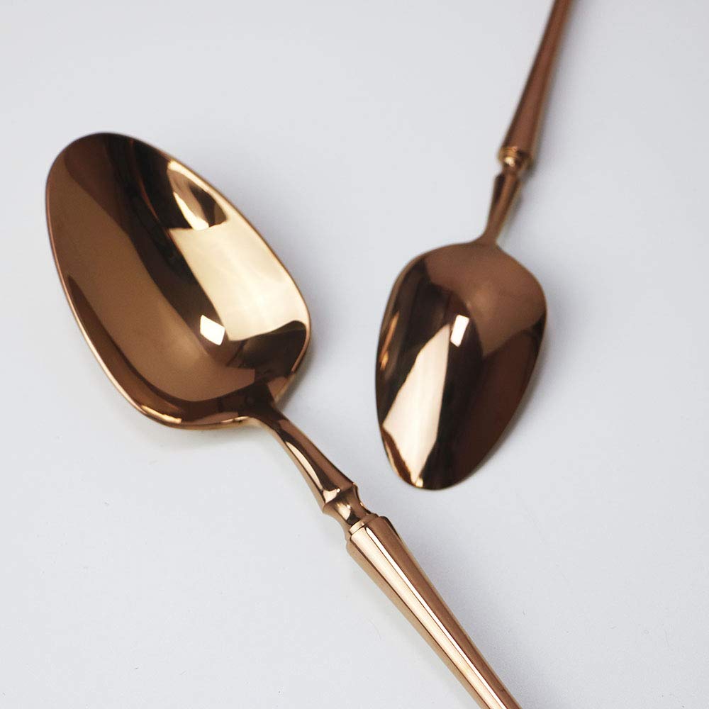 Premium 20-Piece 18/10 Stainless Steel Rose Gold Flatware Set - Service for 4 (Knives, Forks, Spoons) - Mirror Polished Elegant Dining Cutlery - Perfect for Wedding Gifts, Dinner Parties & Upscale Home Tableware