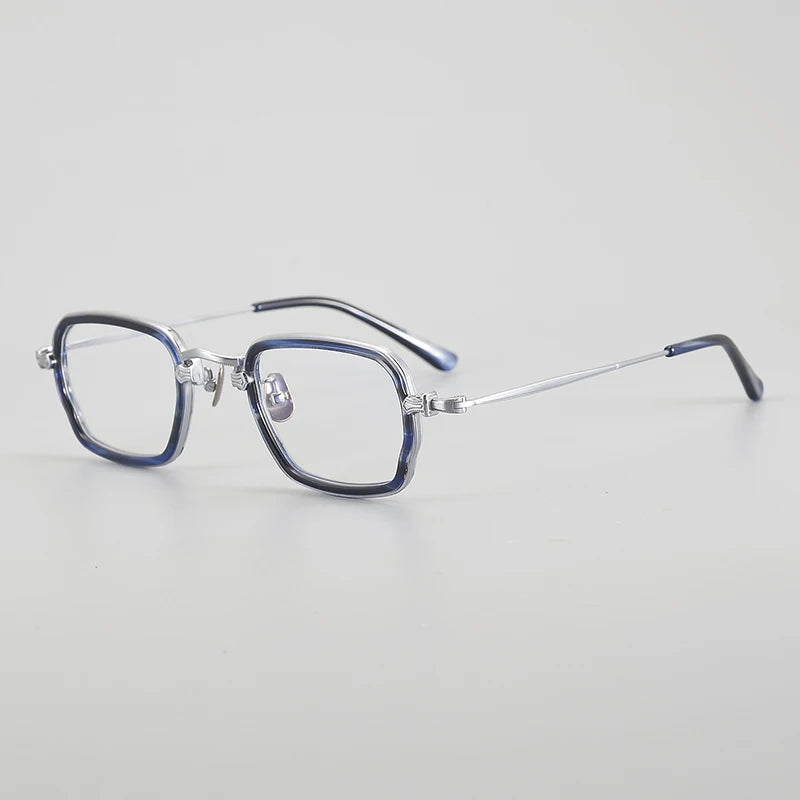 Aror Unisex Full Rim Polygon Square Acetate Titanium Eyeglasses Frame - Lightweight Durable Glasses for Men & Women - Perfect for Reading, Working & Fashion Accessories (Model 195198)