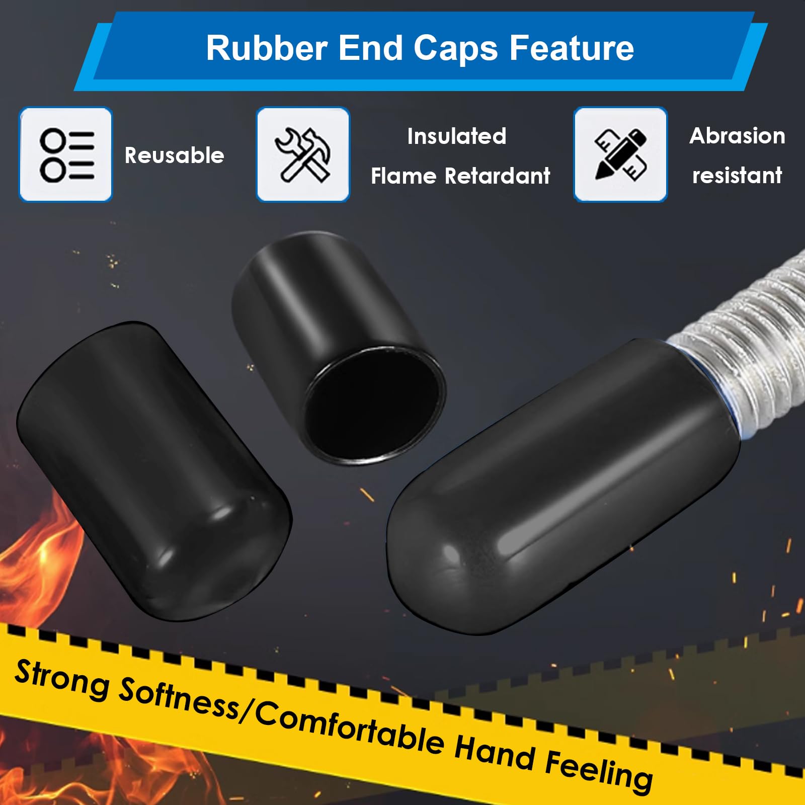 40pcs Black Vinyl Rubber End Caps - 4 Sizes (1/8
