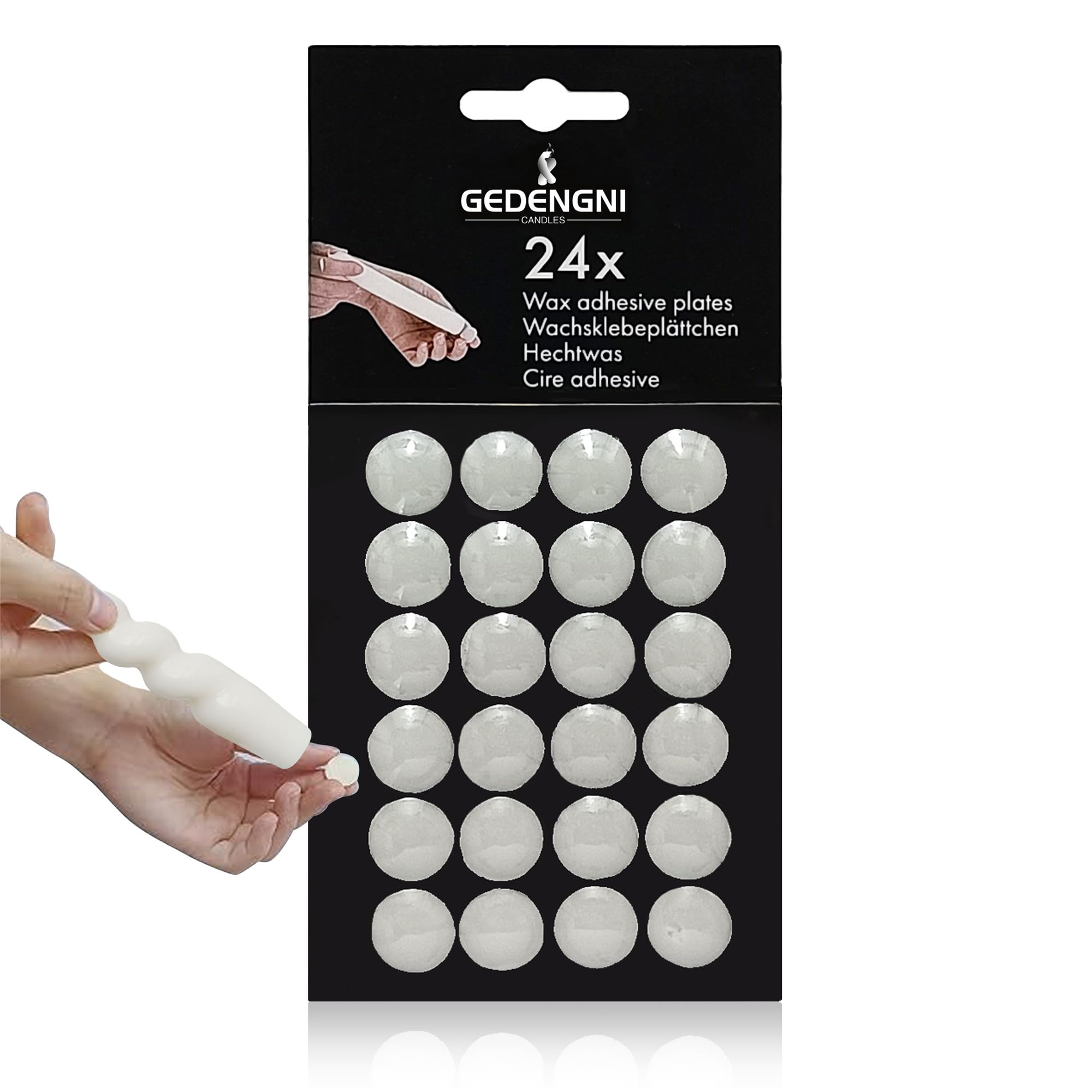 Spiral Taper Candle Wax Adhesive Dots - 24pcs White Soft Wax Sticky Pads for Securing Candles in Holders - Perfect for Wedding Centerpieces, Dinner Table Decor, and Candlelight Ceremonies