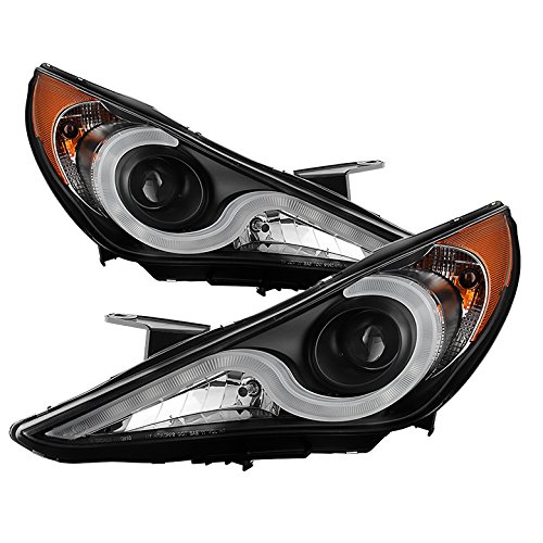 Xtune LED Tube DRL Headlights for 2011-2013 Hyundai Sonata - Black/Clear Lens - High Visibility Daytime Running Lights for Enhanced Safety & Style