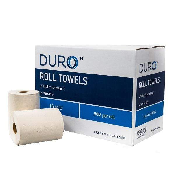 Caprice Duro Premium Hand Towel 16 Rolls | 80m Long | Soft & Absorbent Paper Towels for Kitchen, Bathroom & Cleaning | Bulk Commercial & Home Use