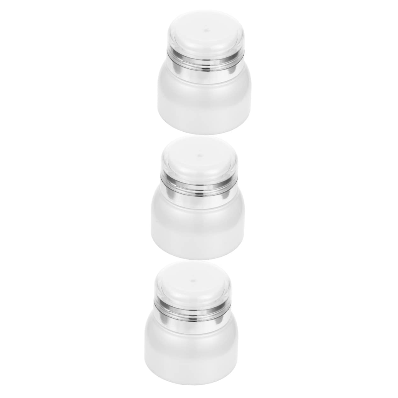 FOMIYES 3-Piece Travel-Sized Vacuum Cream Jars Set with Pump Dispenser - Leak-Proof Cosmetic Containers for Skincare, Makeup & Toiletries - Perfect for Airplane Carry-On, Gym Bag & Suitcase Organization