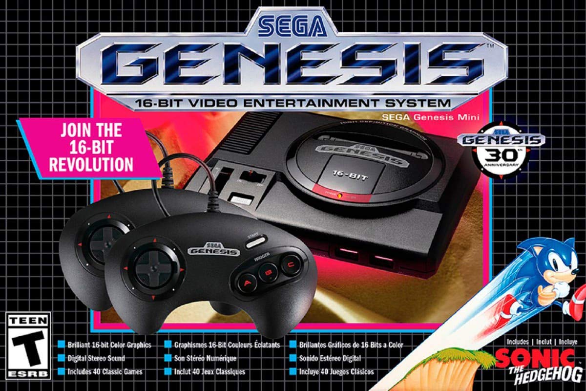 Sega Genesis Classic Mini Console - Retro Gaming System with 40 Pre-Loaded Games | Perfect for Home Entertainment & Nostalgic Gaming Enthusiasts