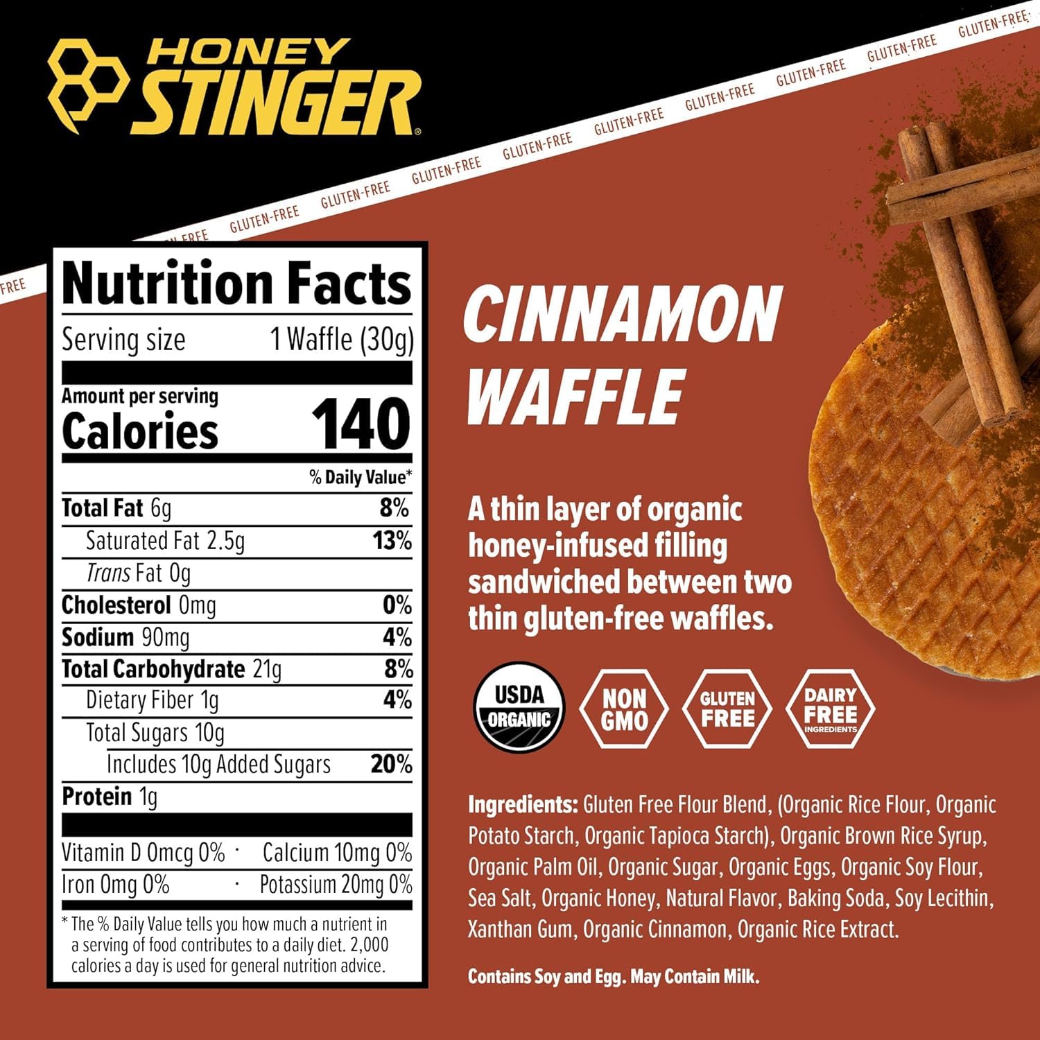 Honey Stinger Gluten Free Energy Waffles - 3 Flavor Variety Pack (9 Count) | Organic Honey Waffle Snacks for Cycling, Hiking & Running | Quick Energy Boost for Athletes