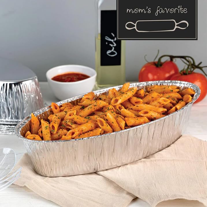 36-Pack Disposable Aluminum 5lb Large Oval Loaf Pans - 100% Recyclable Baking Pans for Challah, Cakes, Bread & Brownies - Perfect for Thanksgiving, Holidays & Everyday Baking - Heavy Duty Foil Pans for Home & Commercial Use