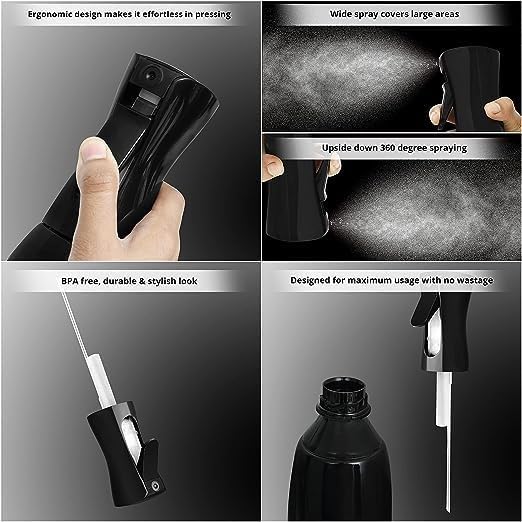 WHISKET 300ml Fine Mist Spray Bottle (2-Pack) - Hair Styling, Plant Watering & Pet Care - Perfect for Morning Hair Taming, Gardening & Grooming