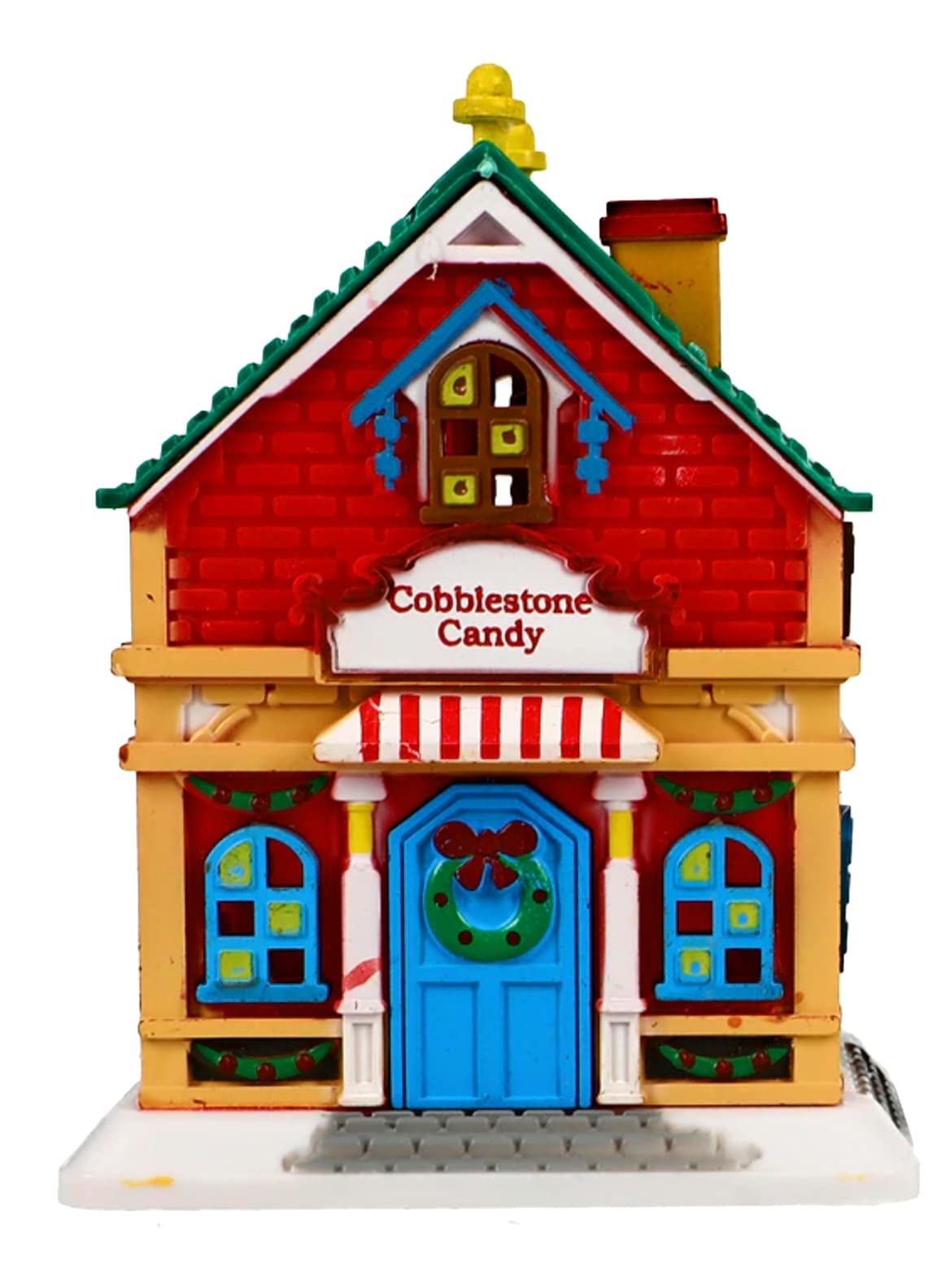 Festive Christmas Village Plastic Candy Shop Sculpture - Traditional Red Tabletop Decoration for Holiday Home Décor, Winter Display & Collectible Scenes