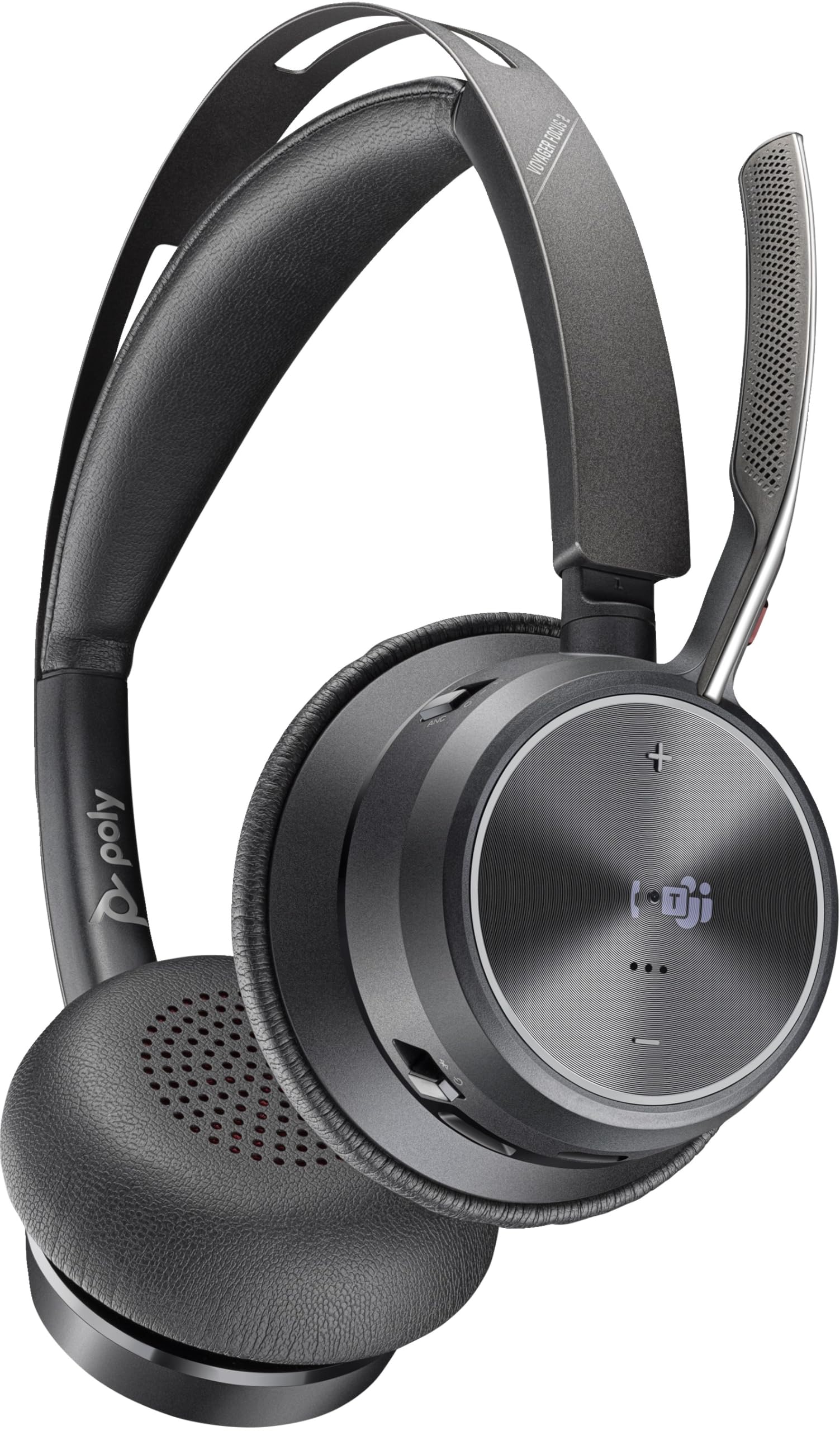 Poly Voyager Focus 2 Microsoft Teams Certified USB-C Wireless Headset with USB-C/A Adapter - Bluetooth Stereo Headphones for Office, Remote Work & Video Conferencing (Up to 298.6ft Range) - Compatible with Google Assistant & Siri