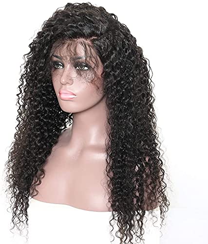 XZGDEN Women's Fashion Front Lace Wig - European & American Style Black Small Volume Long Curly Hair with Side Bangs | Pastel Wavy Synthetic Hair Replacement | Perfect for Daily Wear, Cosplay, and Special Occasions