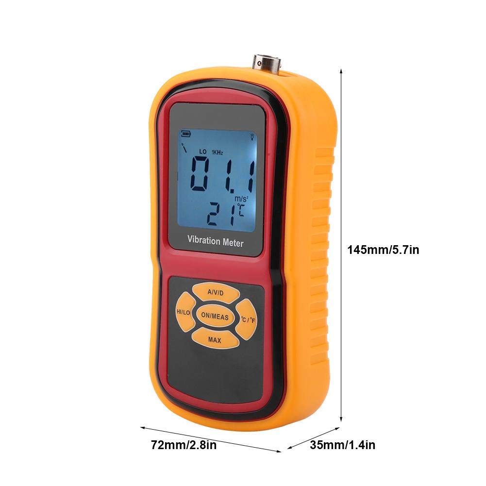 GM63B Digital Vibration Meter - Portable Handheld Vibration Tester with LCD Display & S/L Probes - for Mechanical Watches, Motors, Fans, Bearings - Workshop, Industrial Maintenance, Equipment Diagnosis Tool