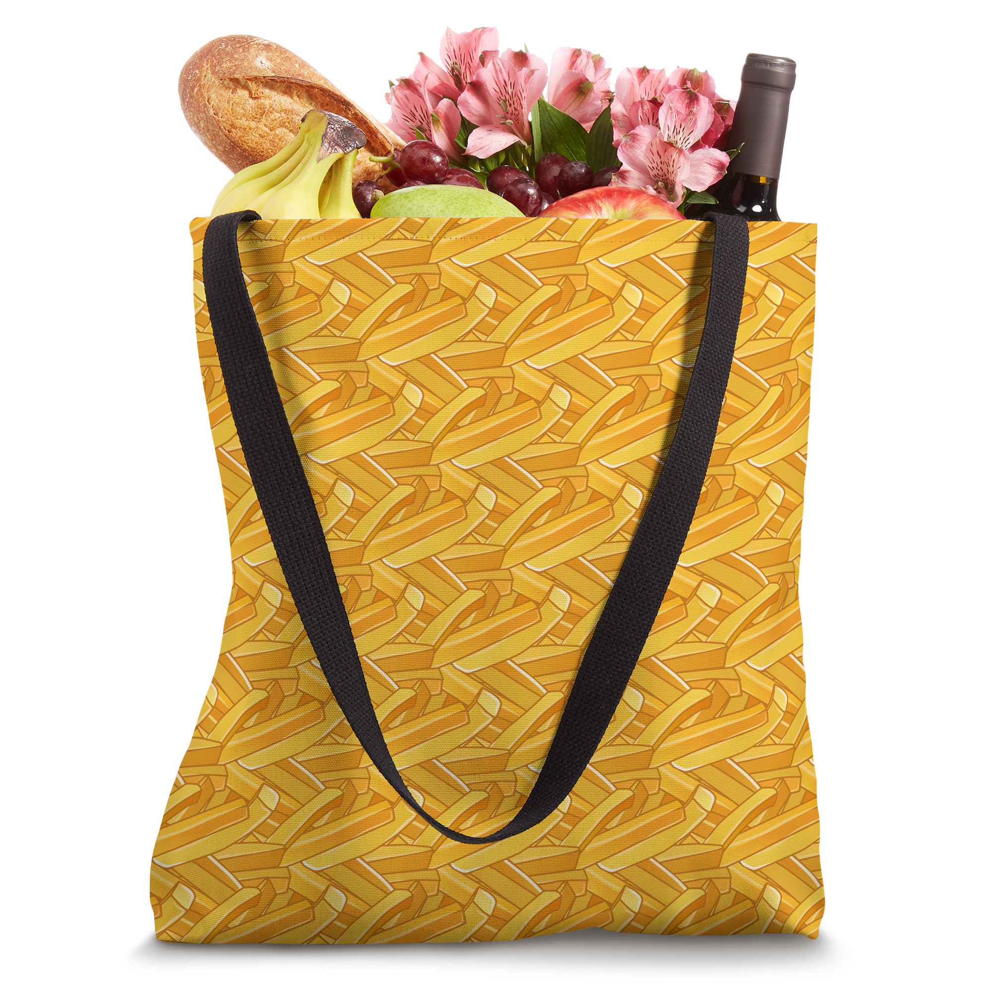 Stylish French Fries Tote Bag - Cute Potato Print Reusable Grocery Shopping Bag - Perfect for Picnics, Beach Trips & Farmers Market