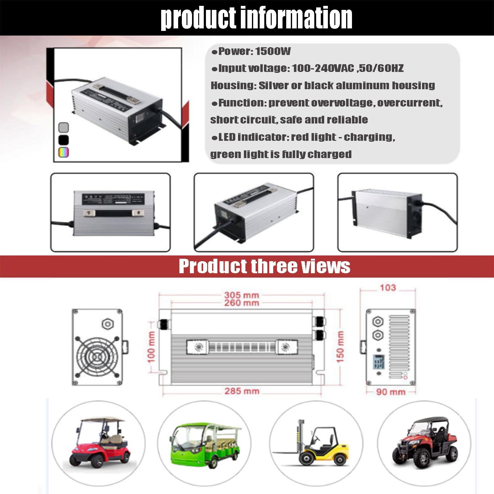 48V 25A Electric Vehicle & Forklift Battery Charger for Lead-Acid Batteries | Fast Charging, Durable & Waterproof | Perfect for Warehouses, Logistics & Industrial Use