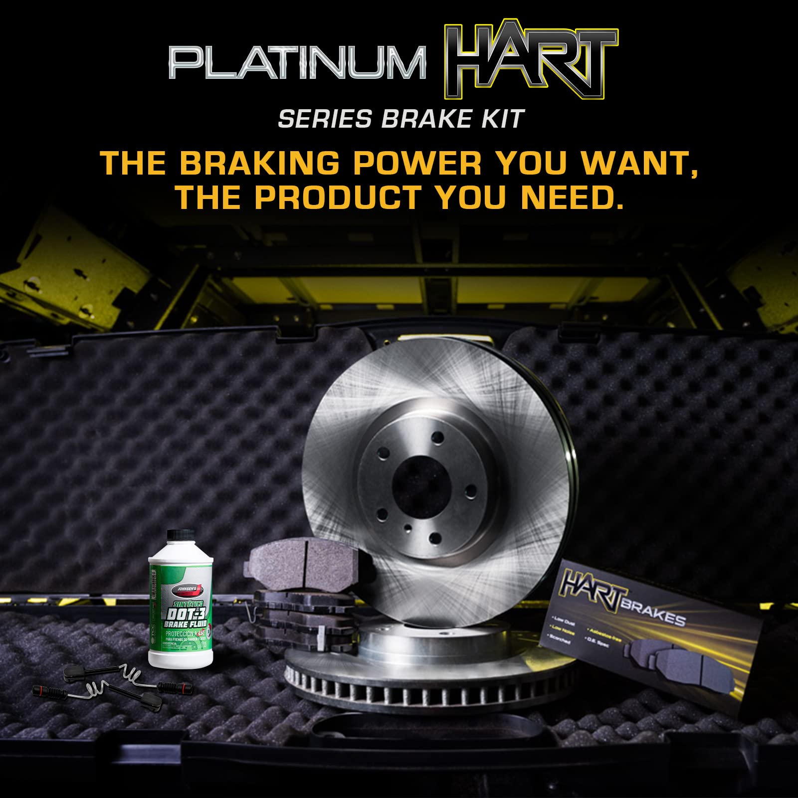 Hart Brakes Front & Rear Brake Pads and Rotors Kit - Semi-Metallic with Sensor Wire (RBBC.74003.62) | High-Performance Braking for Cars, SUVs & Trucks | Perfect for Daily Commuting & Highway Driving