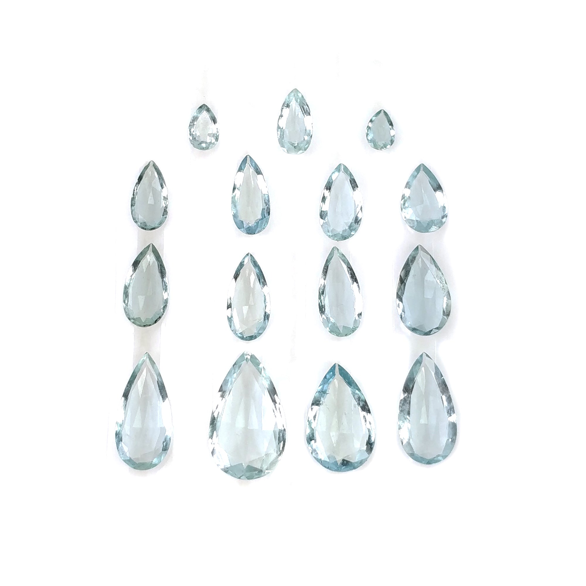 Natural Untreated Blue Aquamarine Gemstone Rose Cut - 23.55cts Pear Shape (6.5*4mm to 18*10.5mm) 15pcs | Jewelry Making, Engagement Rings & Healing Crystals