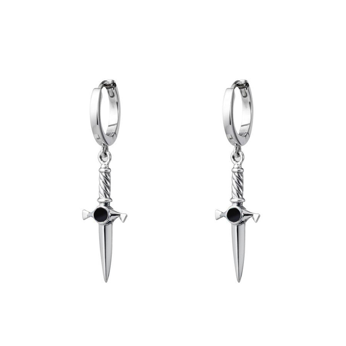 Cosmic Dagger Onyx Huggie Earrings - Stylish & Comfortable Hoop Earrings for Women - Perfect for Everyday Wear, Parties & Gifts