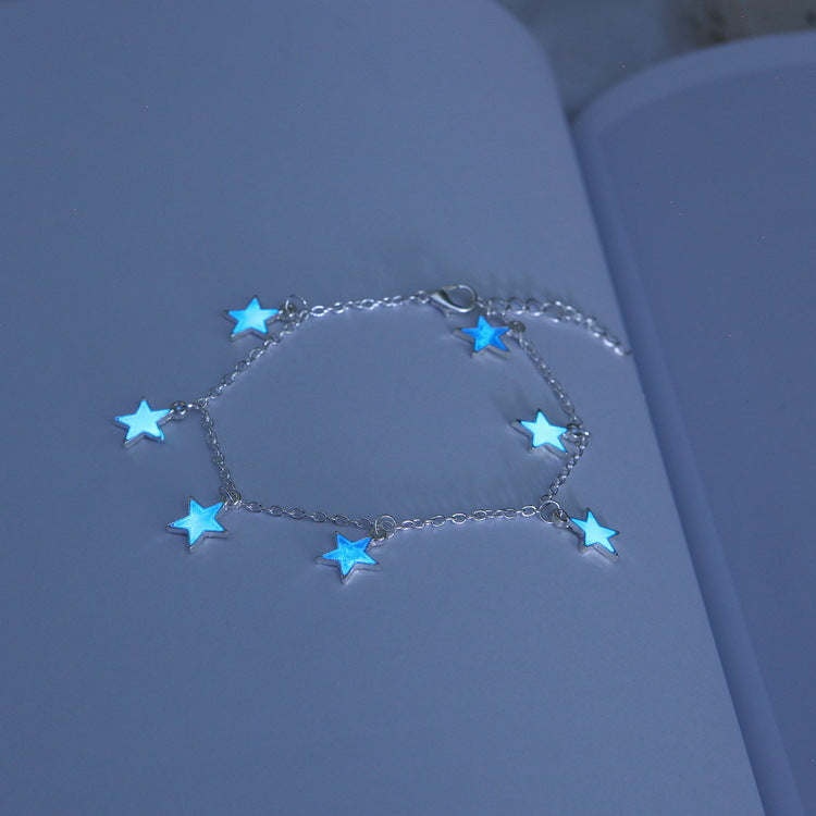 Glowing Star Ankle Bracelet - Shimmering Foot Jewelry for Women, Perfect for Parties, Festivals, and Beach Vacations
