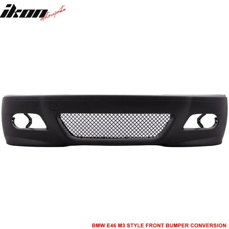 1999-2005 BMW E46 323i 325i 330i Sedan 4-Door Front Bumper Cover - M3 Style Conversion Bumper Replacement for Enhanced Style & Performance - Perfect for Car Upgrades & Street Racing Enthusiasts