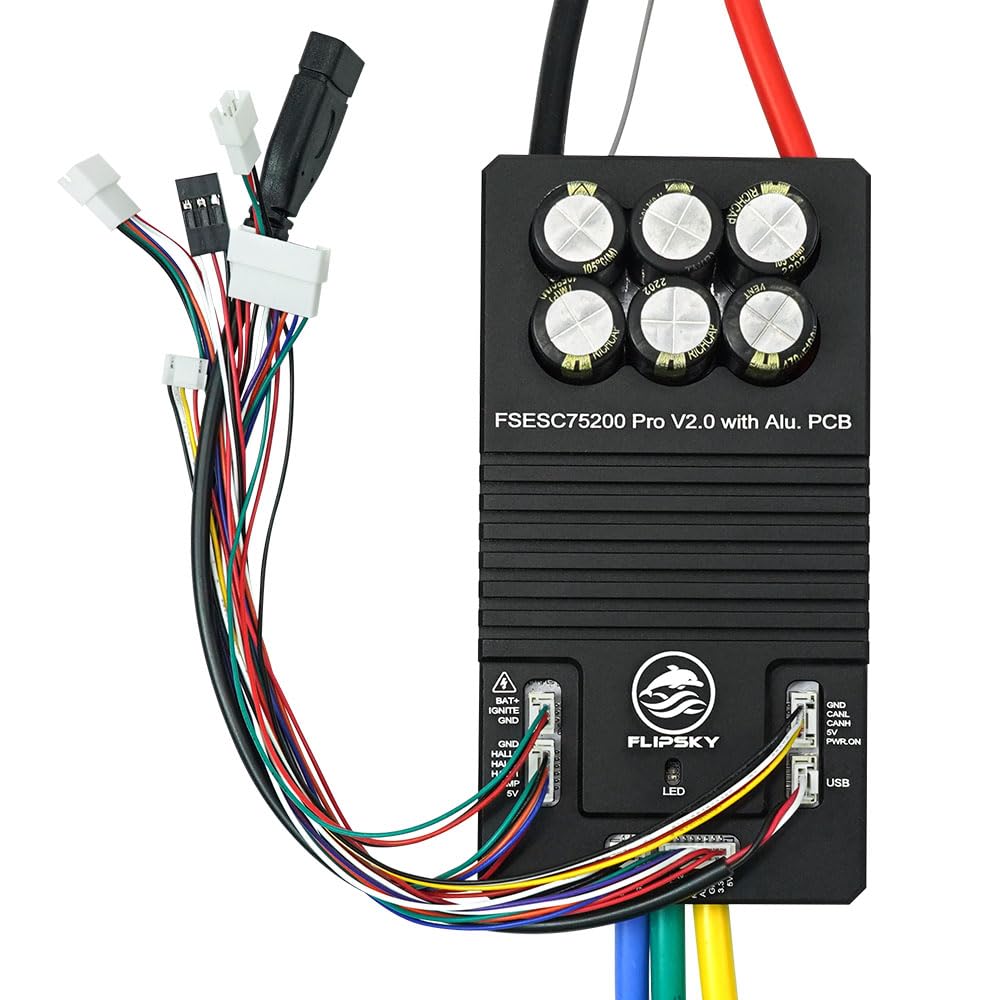 FLIPSKY 75200 Pro V2.0 VESC Speed Controller - Aluminum PCB with Key Switch for Electric Skateboard, Scooter & Ebike | DIY Electric Vehicle ESC Upgrade for Longboard, Hoverboard & Motorcycle Conversion