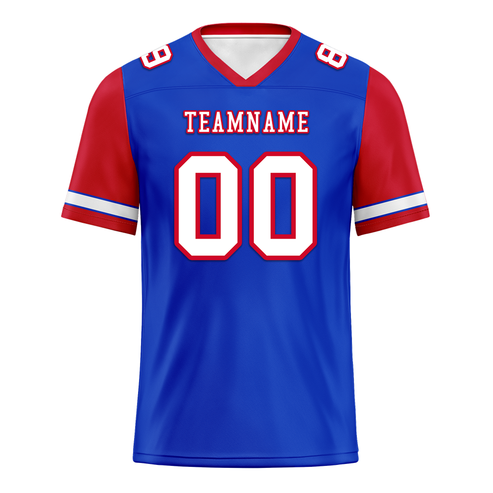 Custom Blue & Red Two-Tone Personalized Authentic Football Jersey FBJ02 - Perfect for Game Day, Team Events & Fan Gear