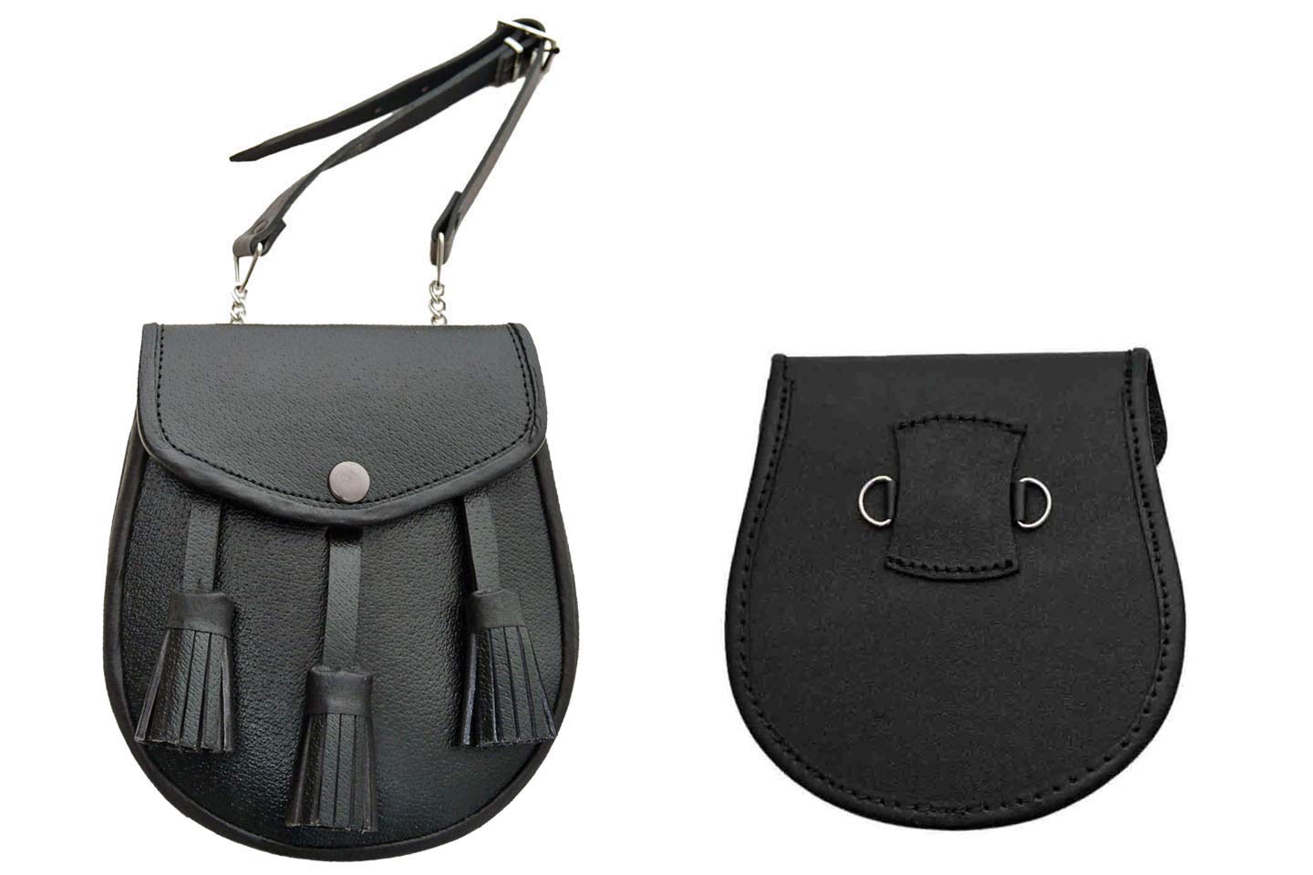 SZCO Supplies Genuine Leather Sporran Pouch - Traditional Scottish Kilt Accessory for Men & Women - Perfect for Highland Dress, Renaissance Fairs & Celtic Events