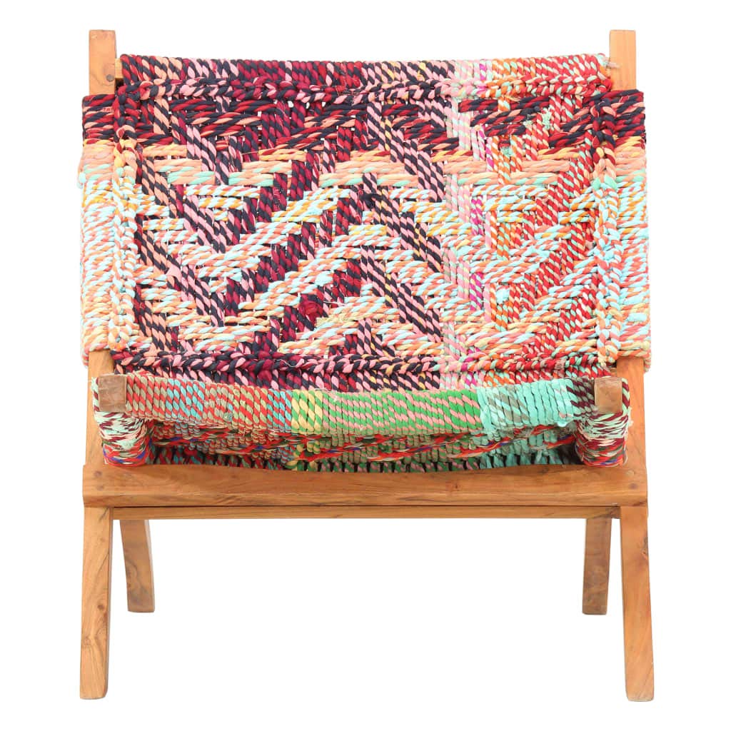 Folding Chindi Chair - Modern Accent Sofa for Living Room & Bedroom | Comfortable Leisure & Relaxing Chair | Studio Furniture with Multicolor Fabric | Perfect for Small Spaces, Patios & Reading Nooks