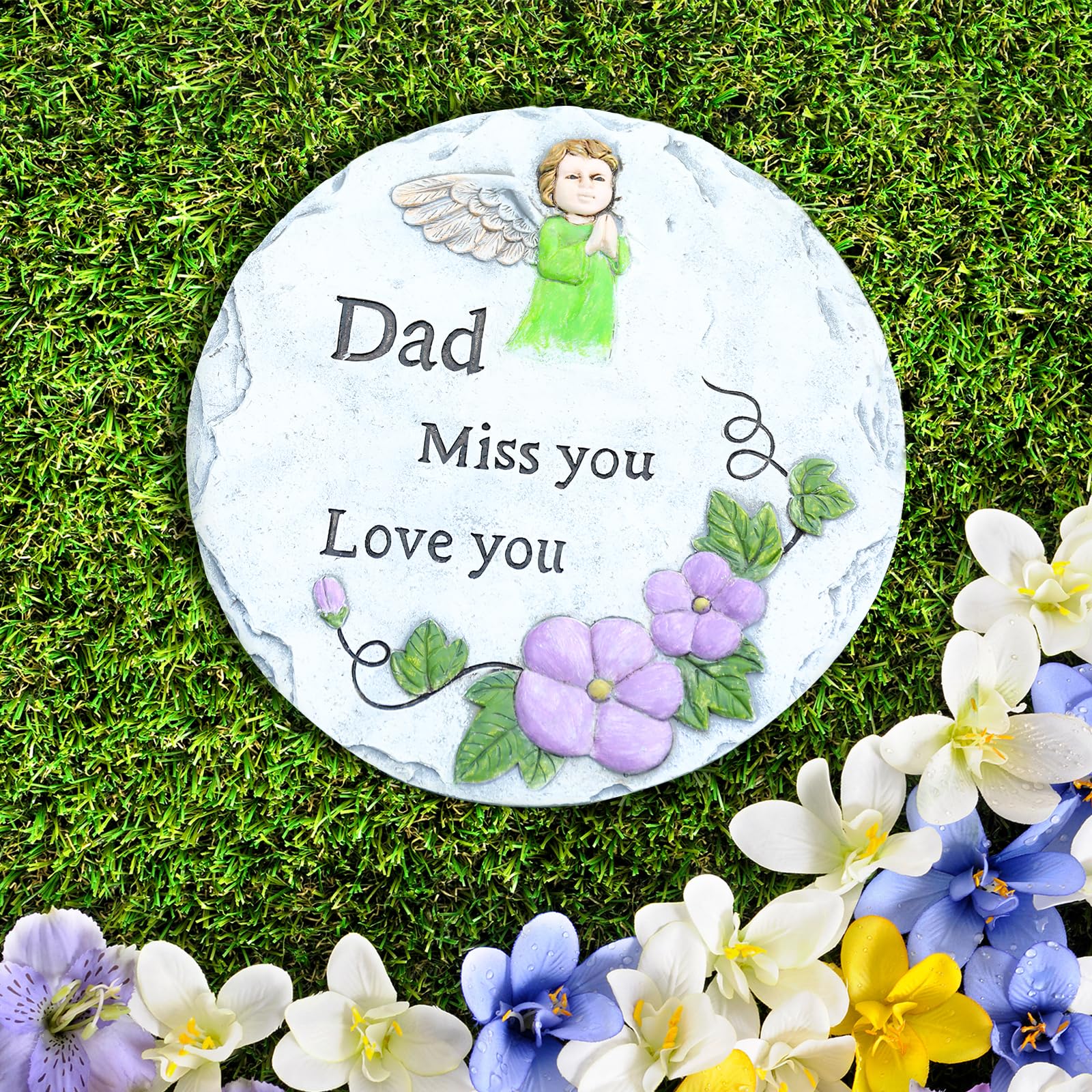 Memorial Stone for Dad - Sympathy Gift for Loss of Father - Garden & Cemetery Decor