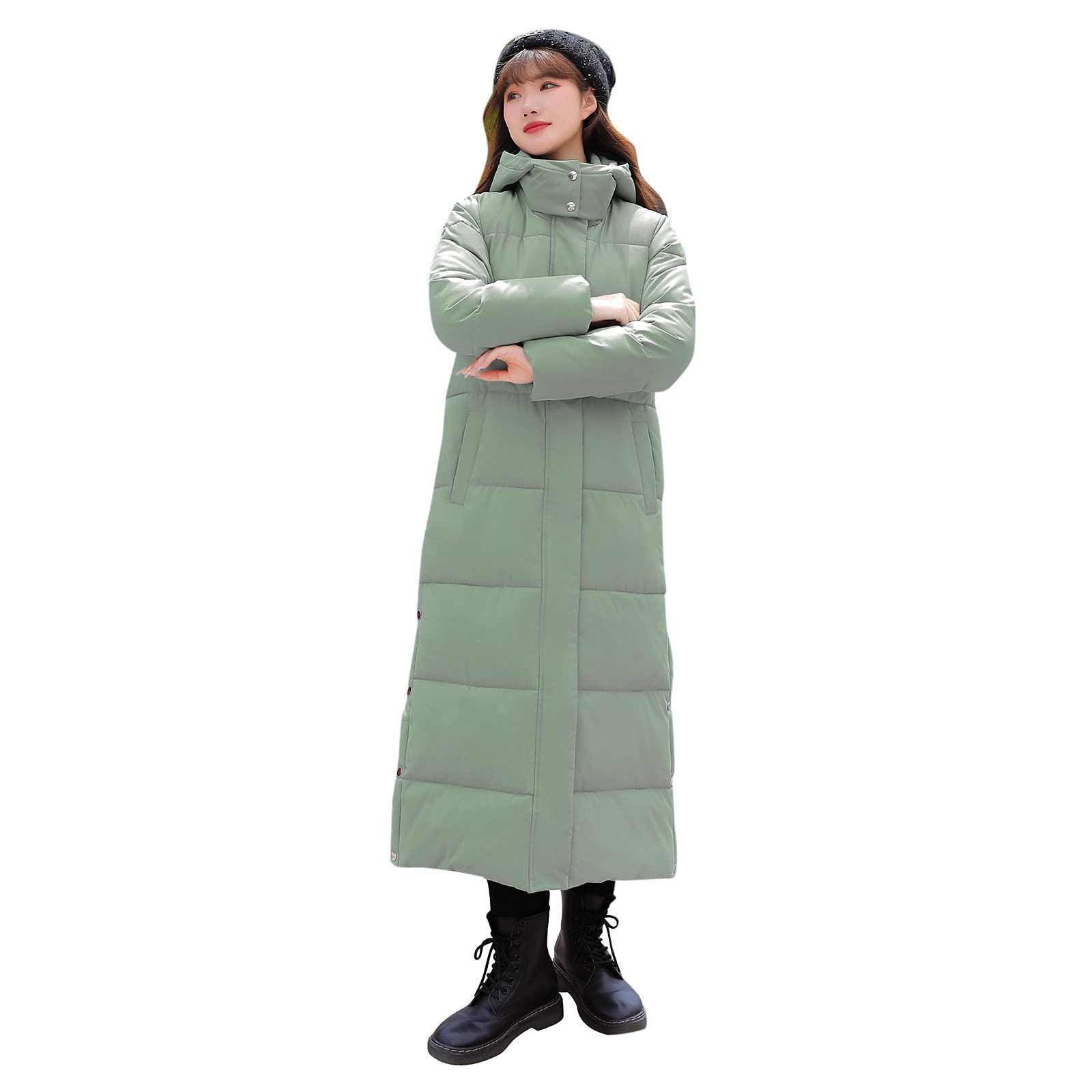 Women's Hooded Quilted Down Jacket - Thick Warm Winter Coat with Cotton Lining | Perfect for Cold Weather, Outdoor Activities & Daily Wear