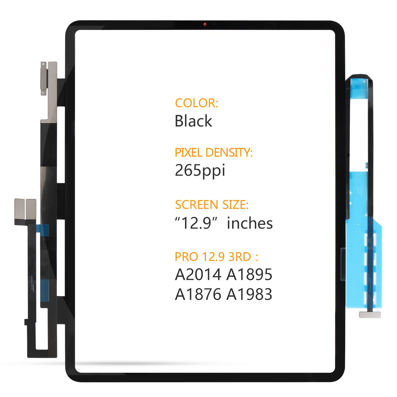 iPad Pro 12.9 3rd Gen Screen Replacement Kit - A1876 A2014 A1895 A1983 Compatible Touch Screen Digitizer with Tempered Glass & Repair Tools (Not LCD) - DIY Fix for Cracked or Damaged iPad Screens at Home