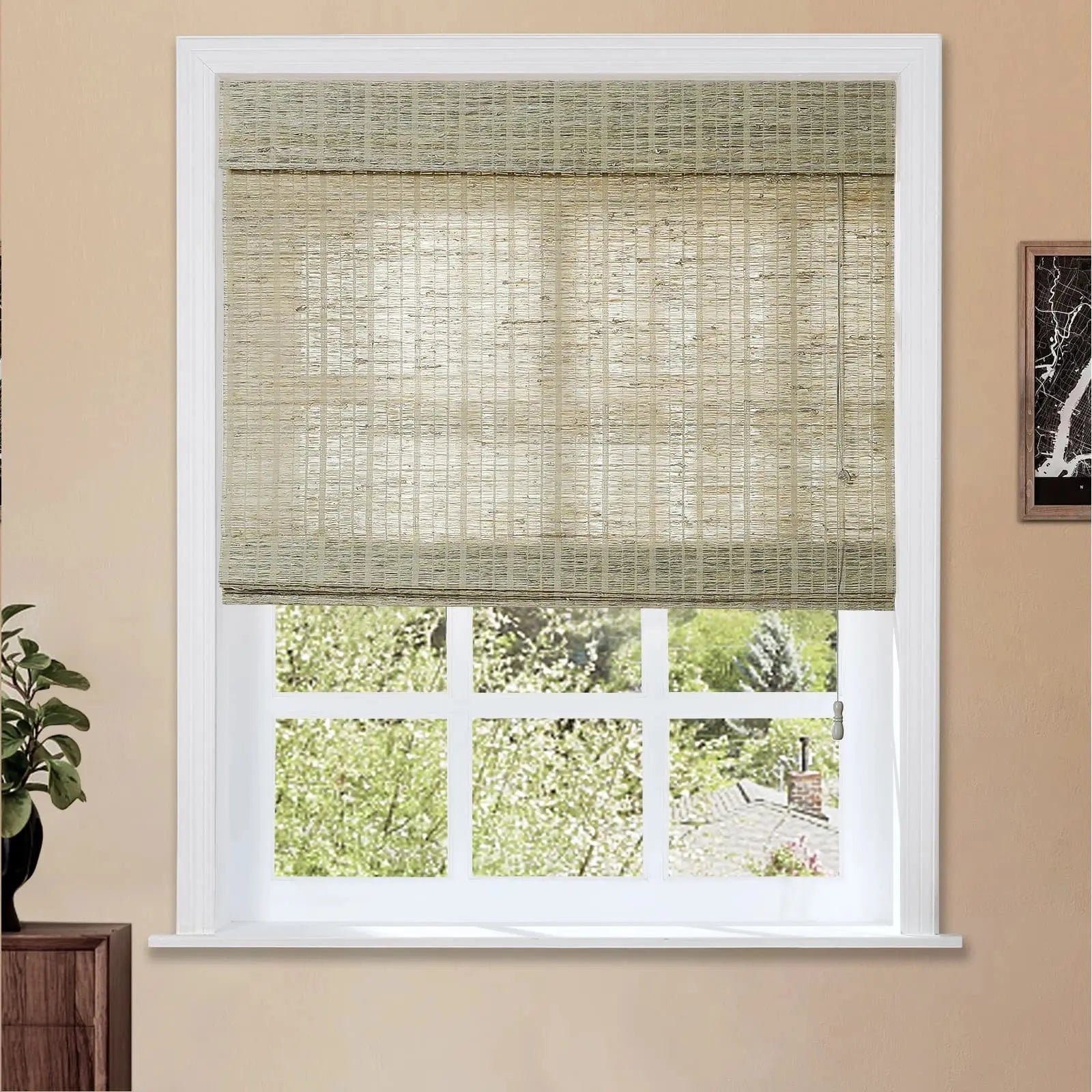 Natural Jute Bamboo Woven Window Shade - Eco-Friendly Straw Blinds for Sun Protection & Privacy - Perfect for Living Room, Bedroom & Patio Decor
